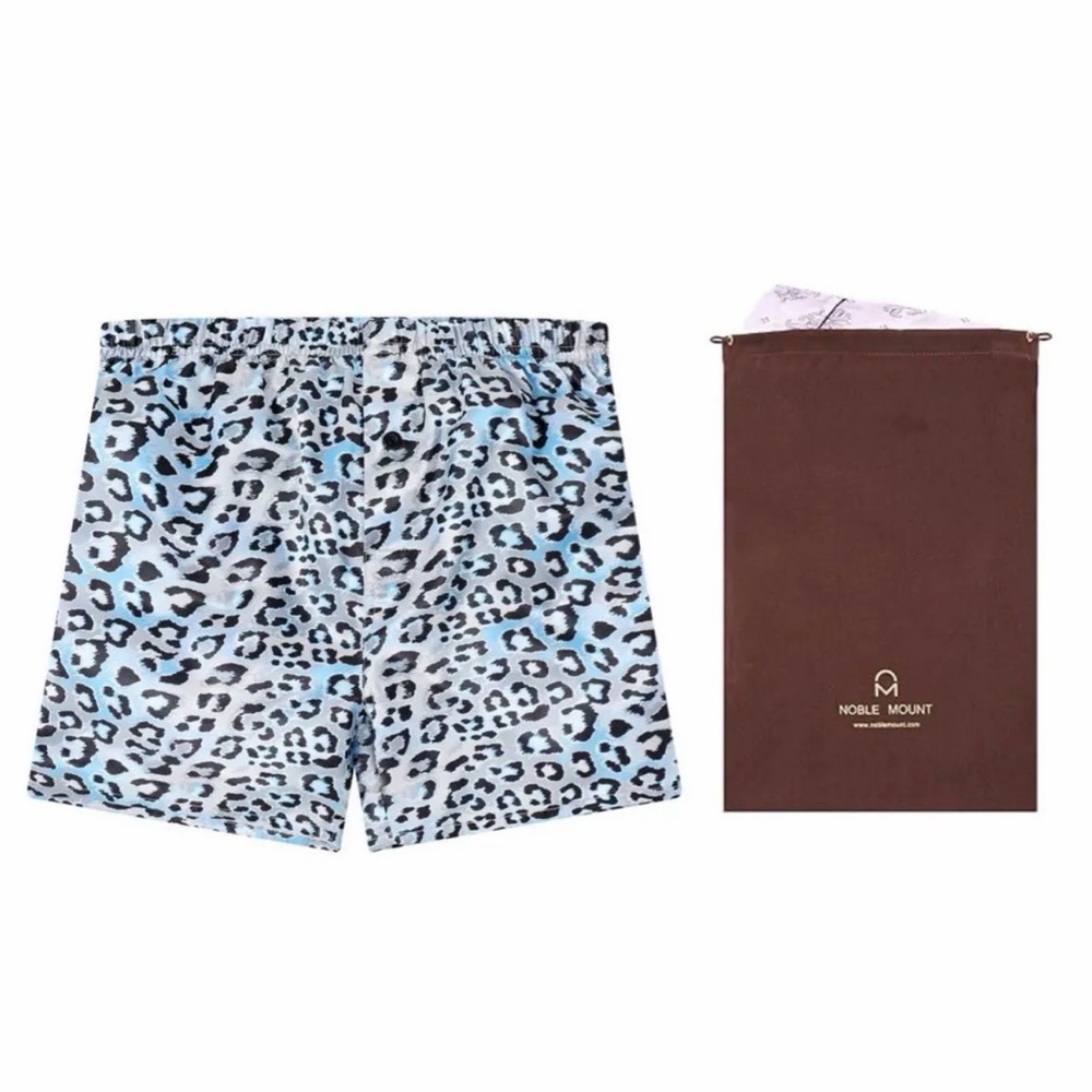 New Noble Mount Satin Silk-like Lounge Shorts Sleepwear Animal Print in Dust Bag